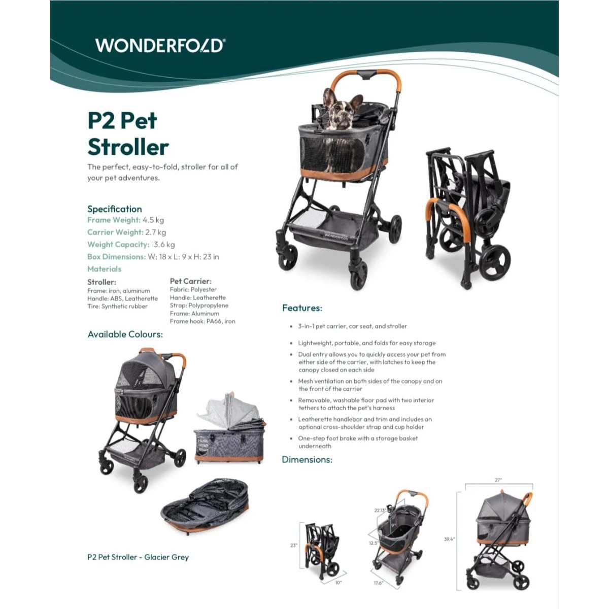 athens P2 3-in-1 Pet Stroller